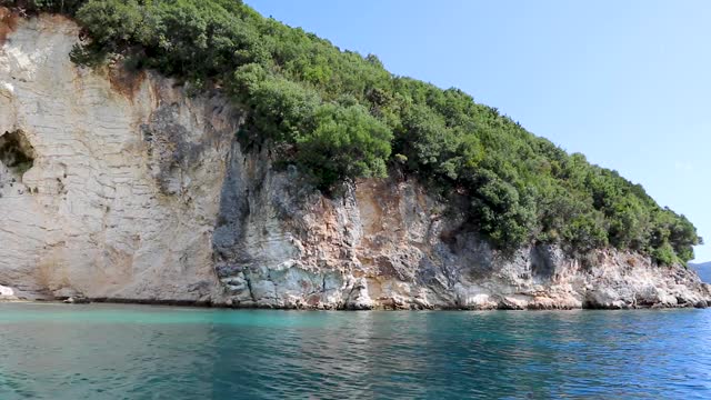 希腊莱夫卡达岛的海岸自然景观，海景视频素材