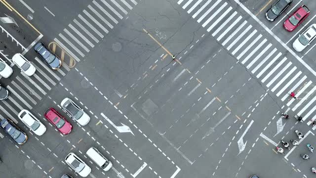 T/L无人机视角的城市街道十字路口视频素材