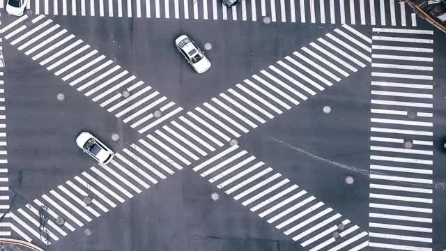 T/L PAN无人机视角城市街道十字路口视频素材