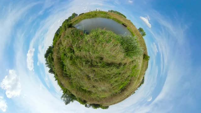 夏季景观与田野和湖泊视频素材