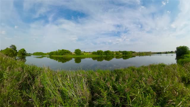 夏季景观与田野和湖泊视频素材