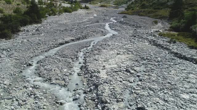 高山，溪流和冰川在夏天，阿尔卑斯山谷，瑞士视频素材