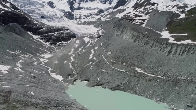 高山，溪流和冰川在夏天，阿尔卑斯山谷，瑞士视频素材