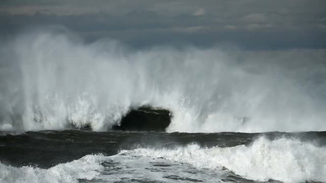 大海浪花，大风浪视频素材