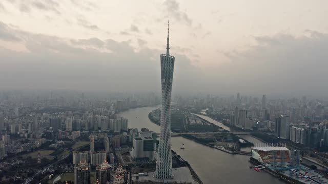 日落时分的广州天际线视频素材