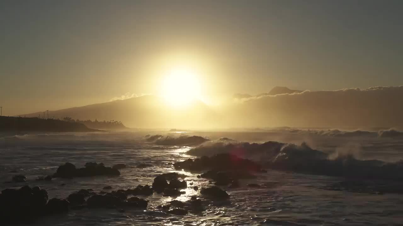 夏威夷海浪和日落的时间流逝视频素材