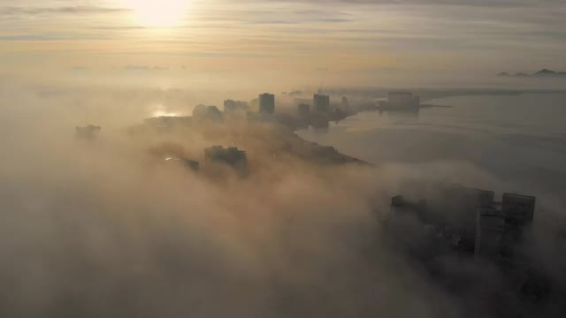 鸟瞰图拉曼加在日出和多雾的天气。穆尔西亚,西班牙视频素材