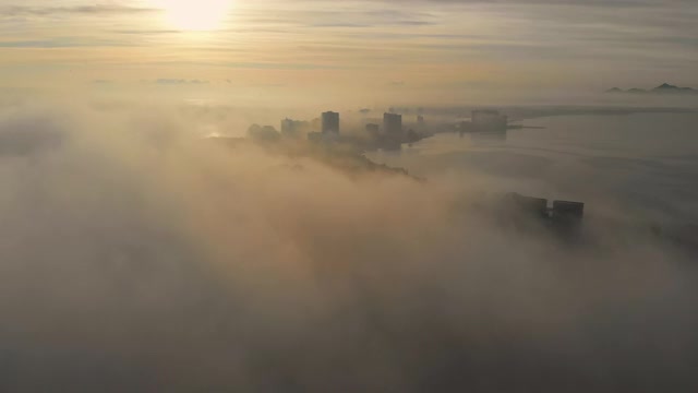 鸟瞰图拉曼加在日出和多雾的天气。穆尔西亚,西班牙视频素材