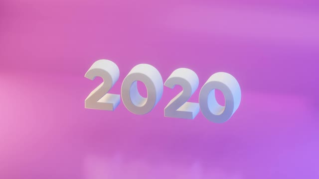 3D等距运动图形2021新年祝福现代风格与梯度背景丰富多彩视频素材