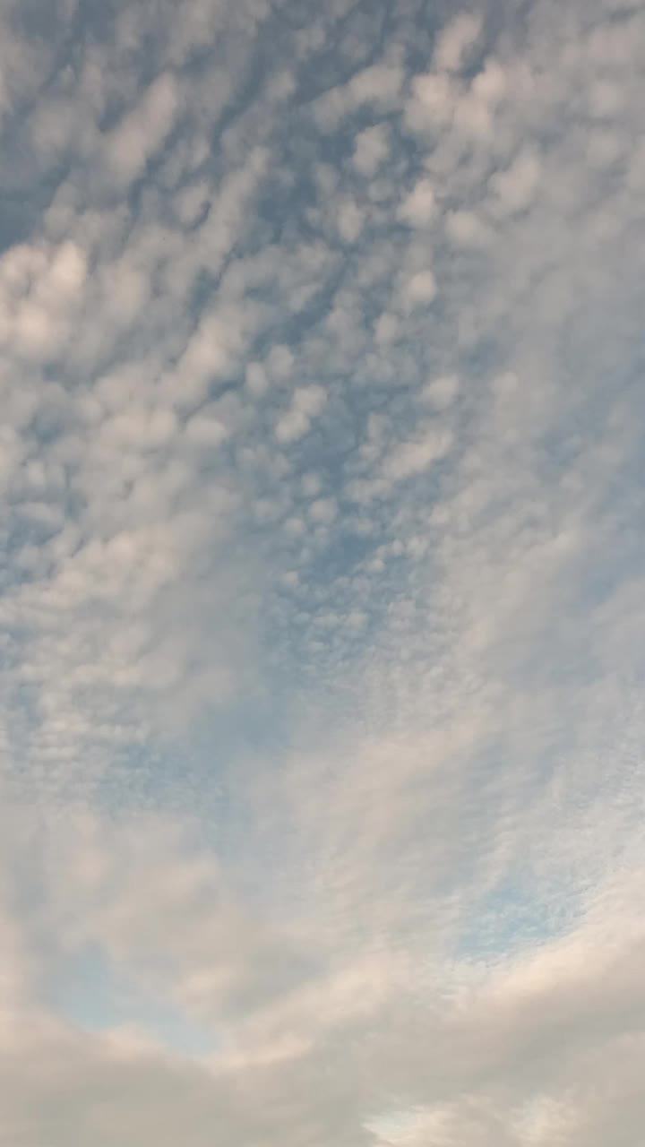 一架客机在空中飞行。天空时光流逝，飞机飞过。美丽的普遍Cloudscape背景。垂直视频。视频素材