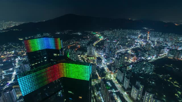 韩国釜山海云台LCT的夜景和公寓/海云台谷视频素材