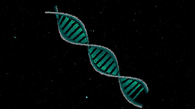 DNA结构科学生物技术抽象动画3D旋转和细胞粒子移动视频素材