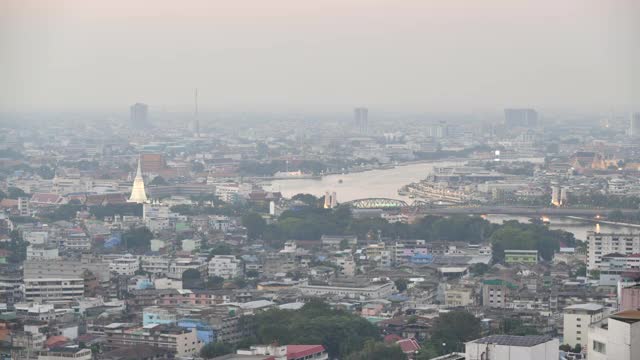 曼谷沿着湄南河的时间流逝，泰国视频素材