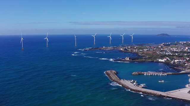 韩国济州岛济州岛新昌港和水轮机视频素材