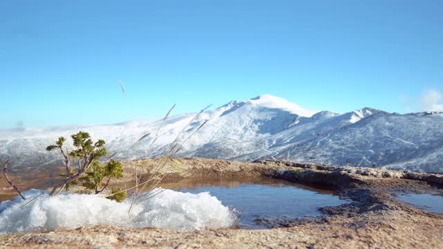 土耳其乌鲁达格的雪山和水坑视频素材