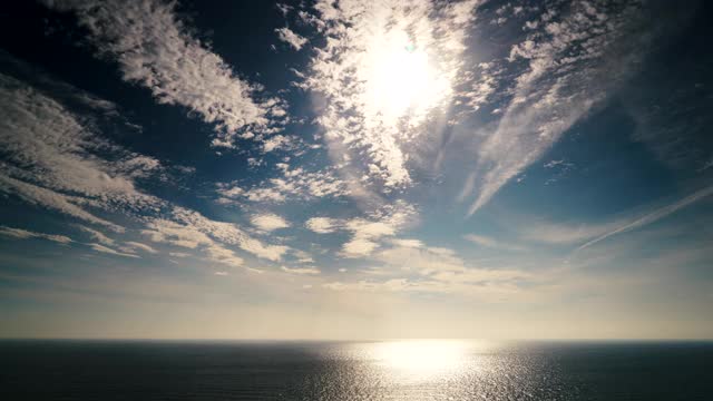 云飘过海面，时间流逝视频素材