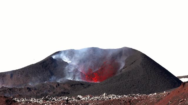 火山喷发与熔岩喷泉。视频素材