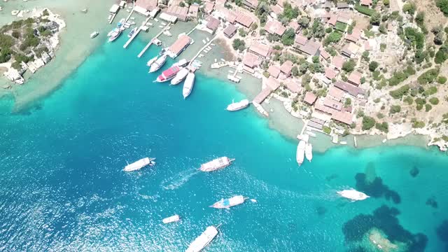 Kalekoy Harbour, Kalekoy, Kekova, Antalya的片段视频素材