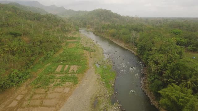 热带景观河流，农民土地视频素材