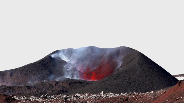 Fimmvorduhals火山裂缝喷发。视频素材