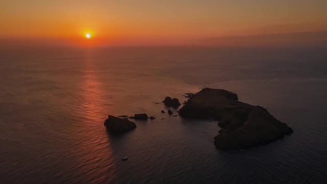 韩国济州岛，杭yeong县，Chagwido岛的日落风景视频素材