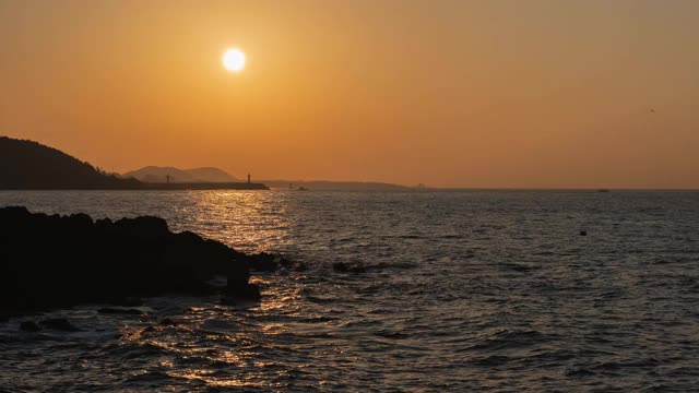 日落海景/济州岛，济州岛，韩国视频素材