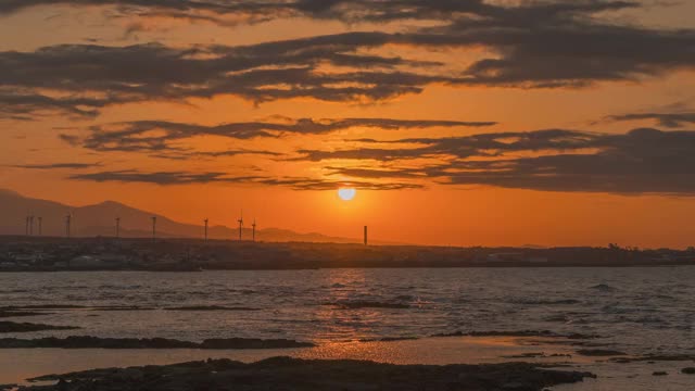 韩国济州岛，济州岛，古日瓦县，日落海景视频素材