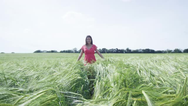 在夏日的田野里的女人视频素材