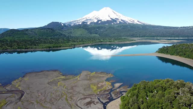 孔吉里奥国家公园里的亚伊马火山和孔吉里奥湖视频素材