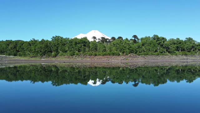 从孔吉里奥国家公园的湖上看亚伊马火山视频素材