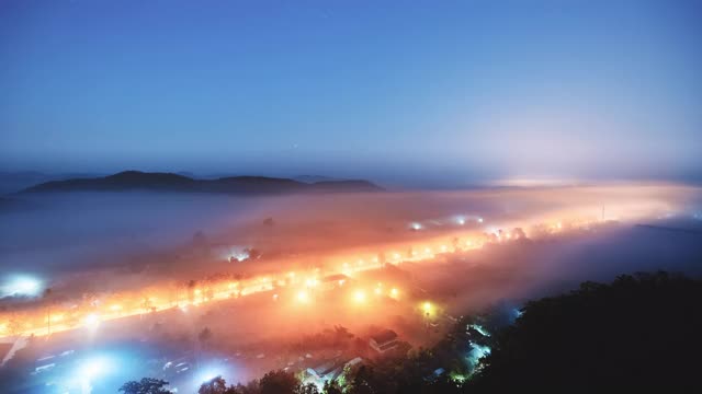 时间从黑夜到白天的自然背景中的城市景观视频素材