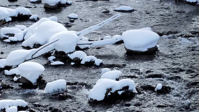 北海道森林小溪降雪视频素材