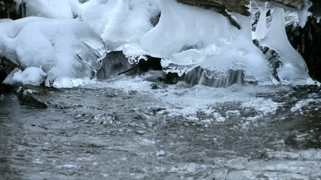 北海道森林小溪降雪视频素材