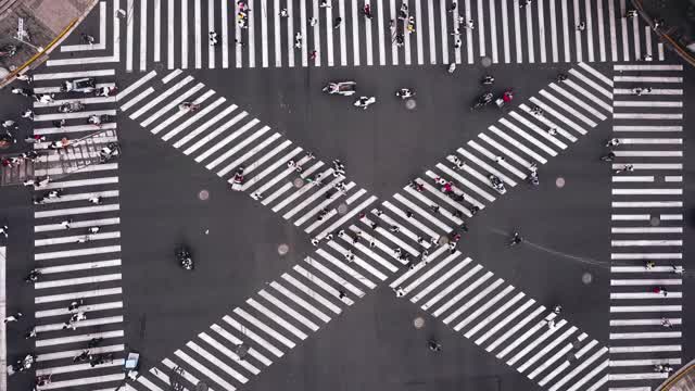 T/L无人机视角的城市街道十字路口视频素材