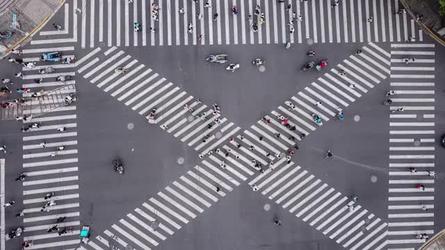 T/L无人机视角的城市街道十字路口视频素材