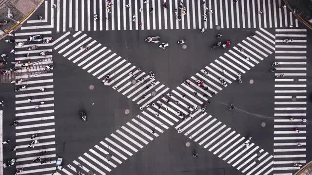 无人机视角的城市街道十字路口视频素材