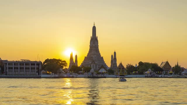 Wat Arun temple的时间流逝视频素材