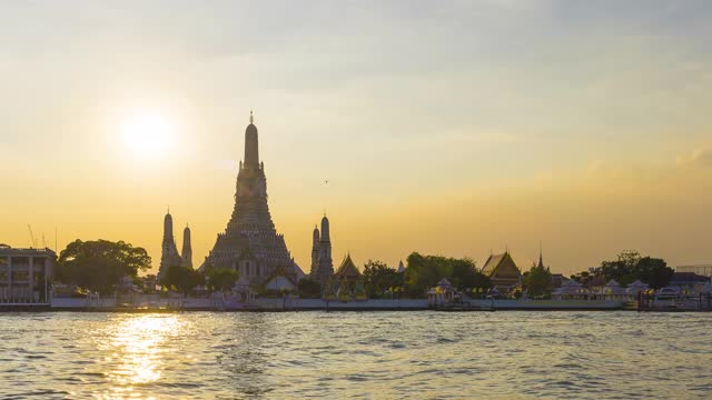 Wat Arun temple的时间流逝视频素材