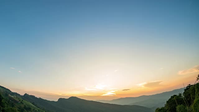 时间流逝，傍晚日落之后，直到看到星星和银河在傍晚，在Phu Chi Fa基地，清莱省，泰国视频素材