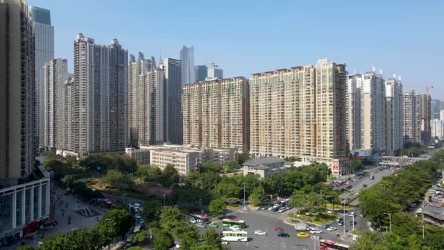 广州城市建筑景观天际线鸟瞰图视频素材