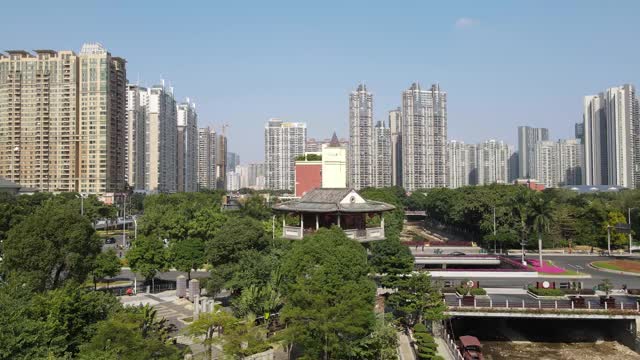 广州城市建筑景观天际线鸟瞰图视频素材