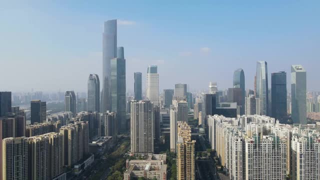 广州城市建筑景观天际线鸟瞰图视频素材