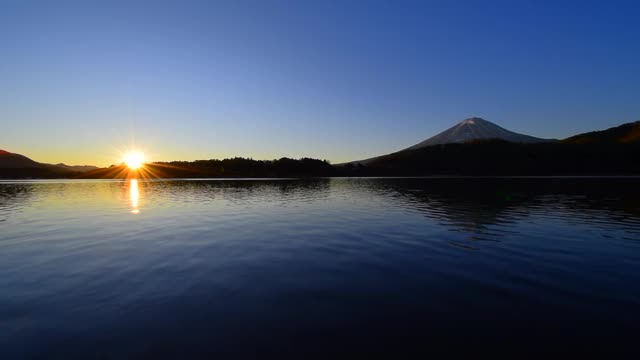 日本川口湖的日出和富士山视频素材