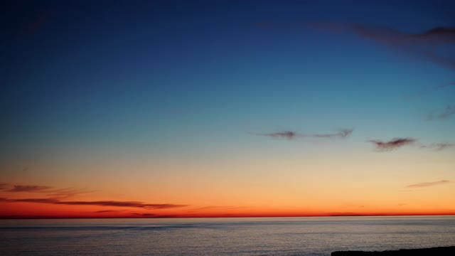 海面上的夕阳，夜幕正在降临。时间流逝视频素材