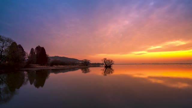 Junam水库/ Changwon-si，庆尚南道，韩国视频素材