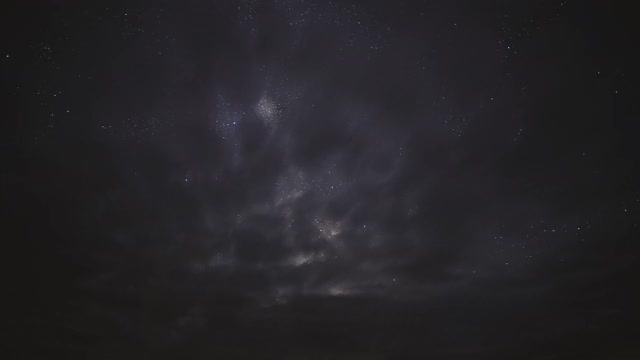 银河在夜空中云间移动的时间视频素材