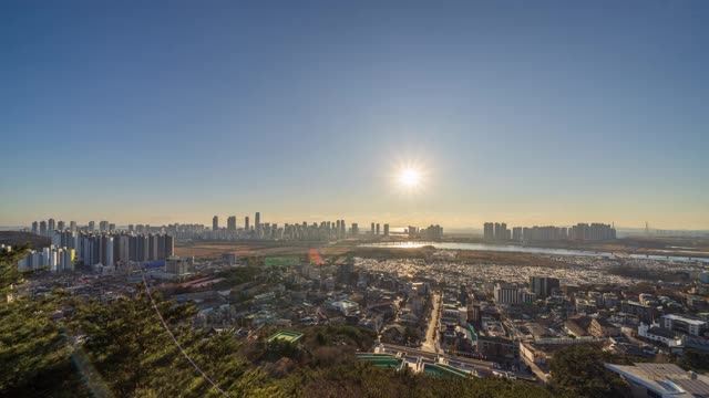 松岛国际商务区从白天到晚上/延秀谷，仁川，韩国视频素材