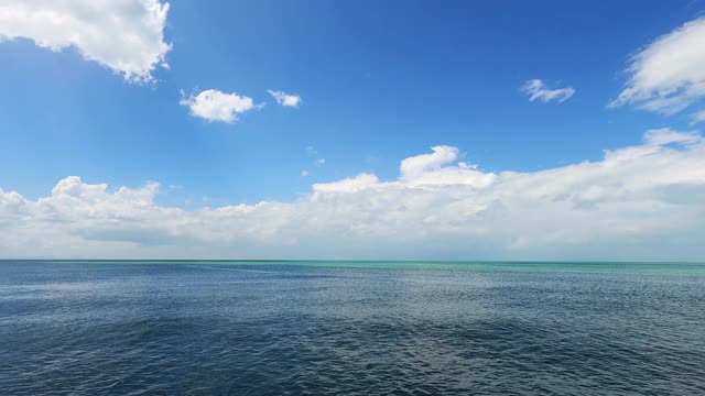 海军蓝碧绿的海水表面上美丽晴朗的天空背景视频素材