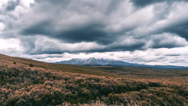 在新西兰野生的鲁阿佩胡火山上，时间流逝视频素材