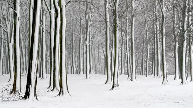 大雪期间，树木被雪覆盖视频素材